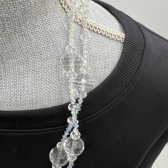 Art deco facet cut clear crystal glass beaded necklace - Picture 4 of 8